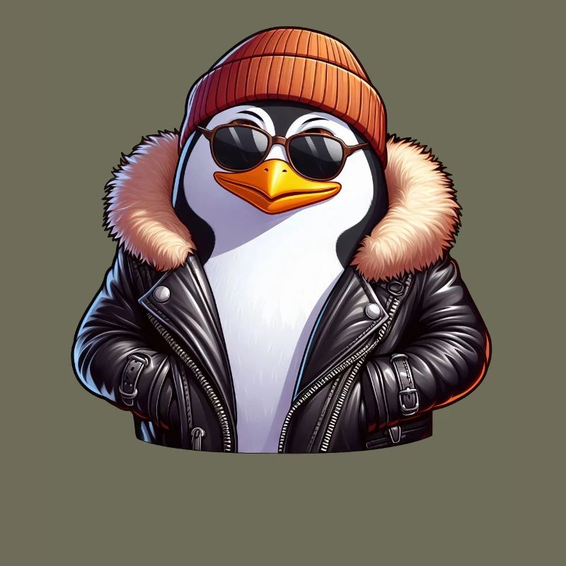 Cooler Pinguin mit Sonnenbrille und Lederjacke im