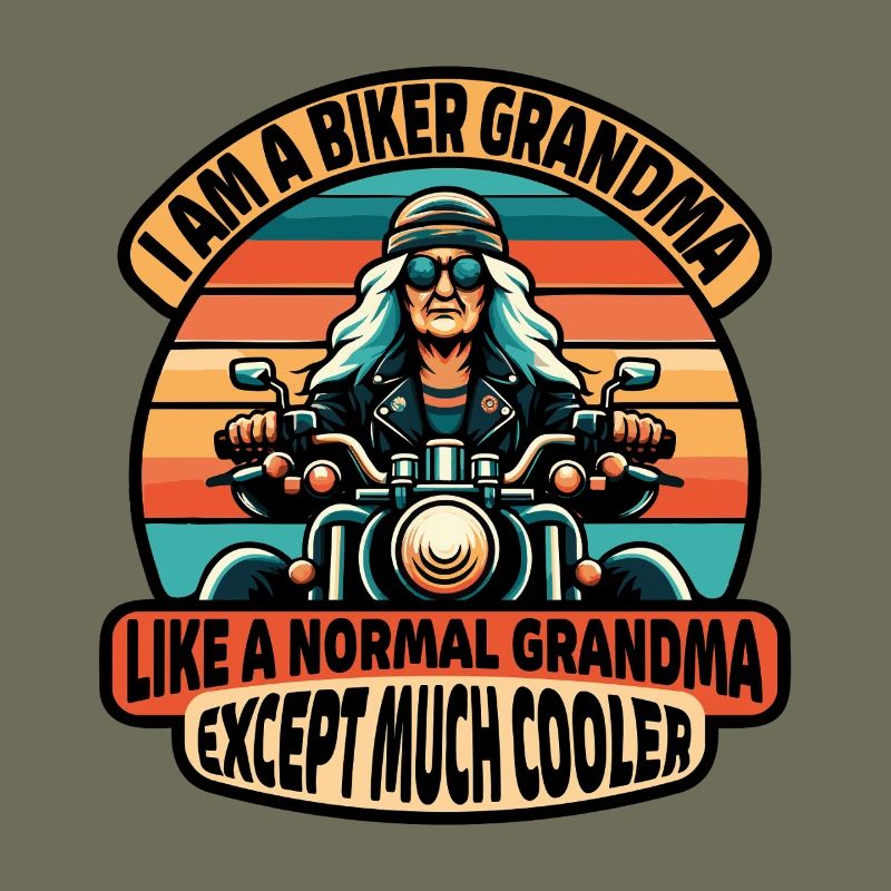 Biker-Oma mit cooler Attitüde