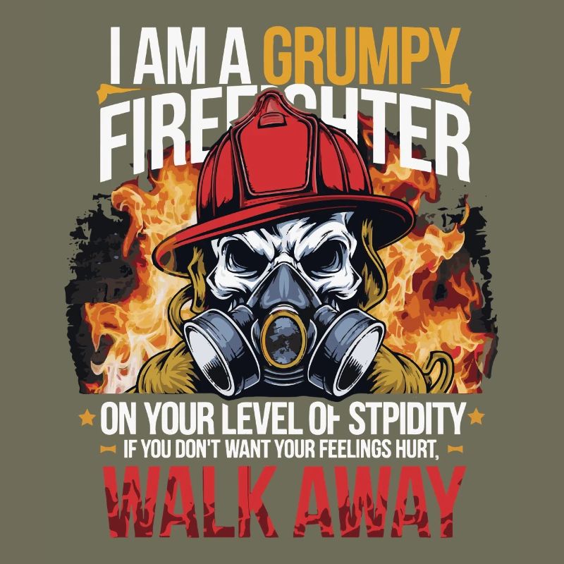 Grumpy Firefighter Skull Design