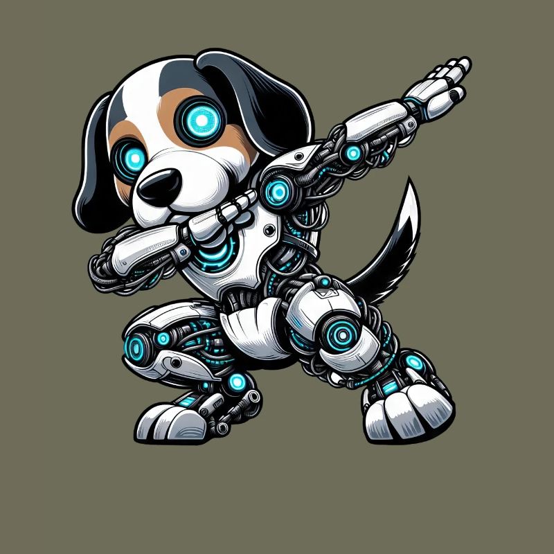 Cooler Beagle Roboter Astronaut Dabbing Cartoon