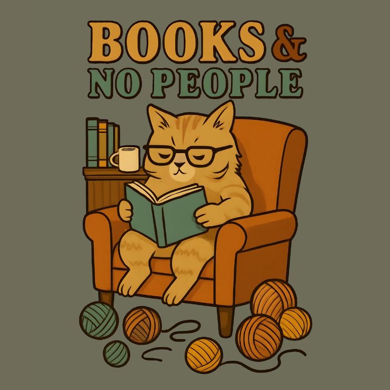 Cat reader in a comfortable armchair