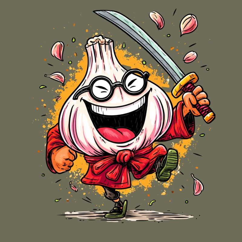 Furchtloser Knoblauch Samurai Heldencharakter