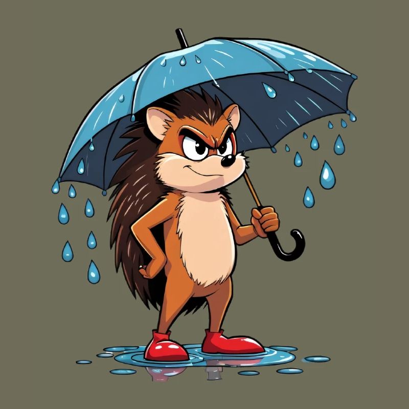 Cartoon Igel mit Regenschirm