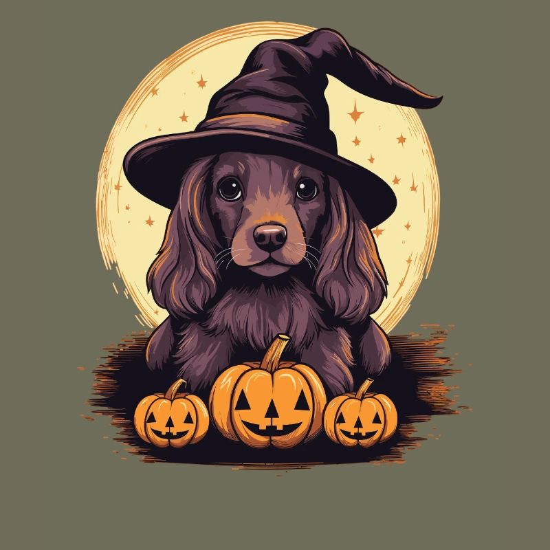 Halloween Witch Hat Pumpkin Dog Cocker Spaniel
