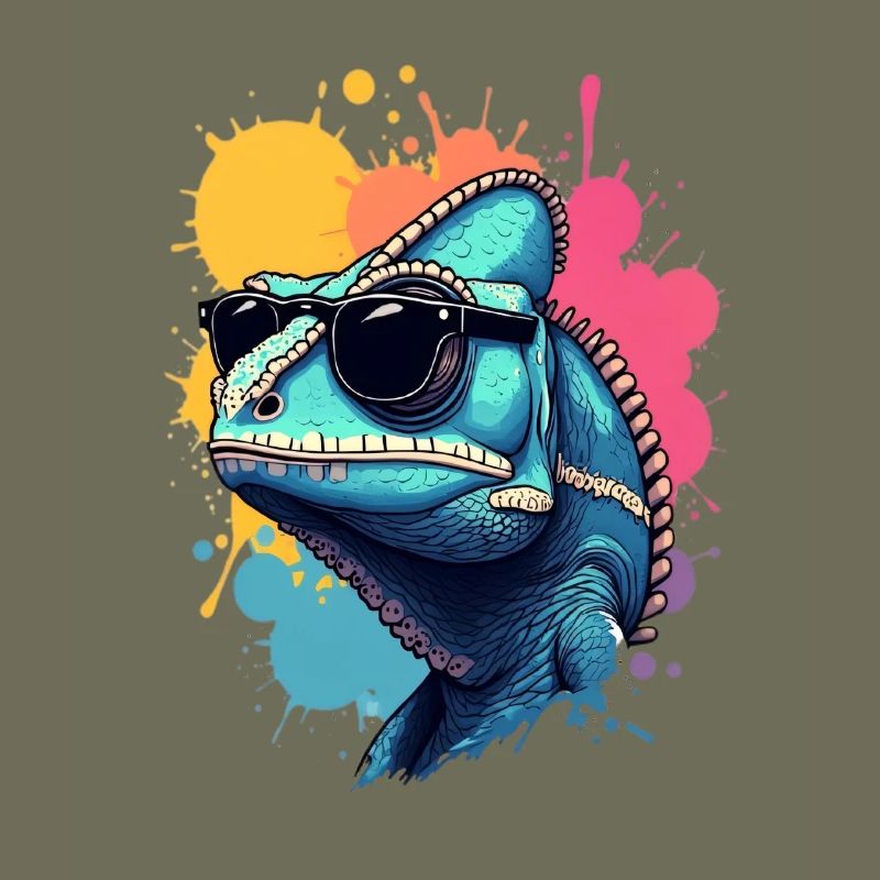 Caméléon cool avec lunettes de soleil