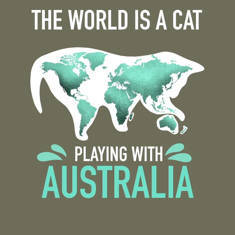 World Map Cat playing With Australia