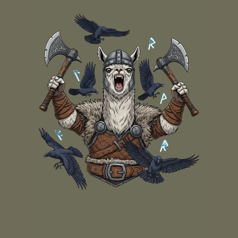 Wikinger Alpaka Berserker mit Raben