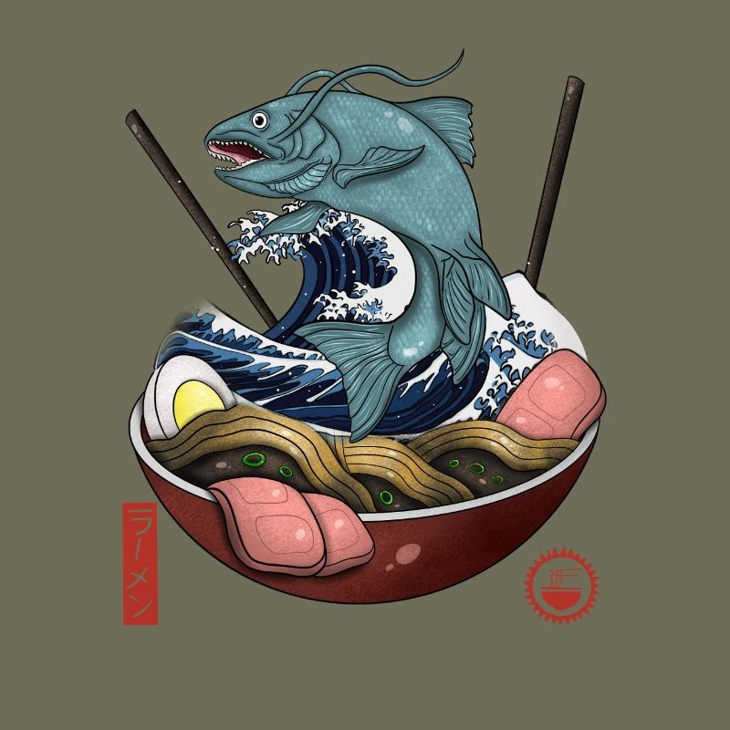 Mythical Fish and Ocean Waves Ramen