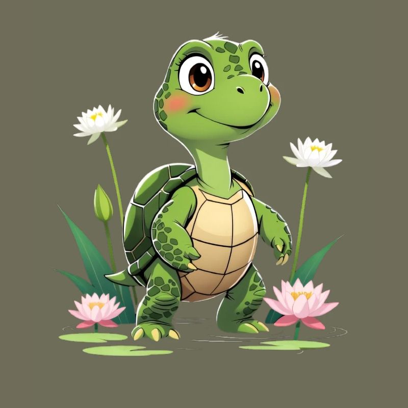 Charming turtle design with flowers