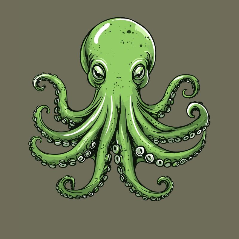 Green octopus with artistic design