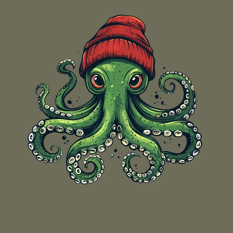 Octopus with red hat