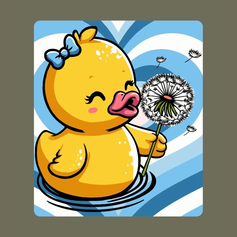 Breloque canard mignon avec pissenlit
