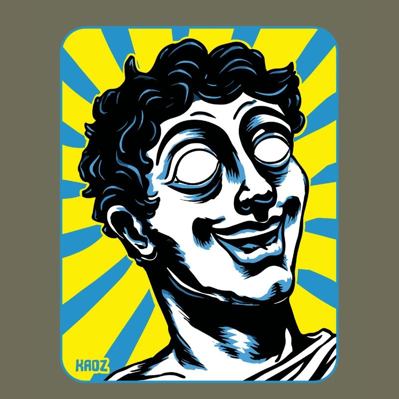 lustige Griechische Comic-Statue mit leerem Blick