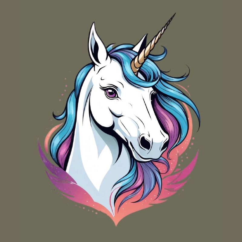 Magic unicorn head with colored mane