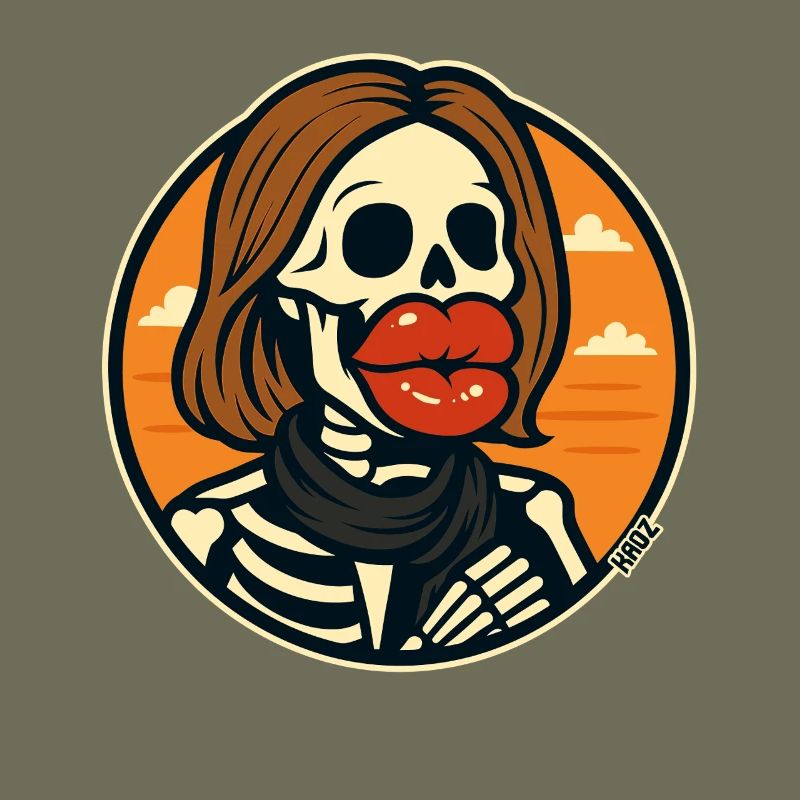 Skeleton with red lips