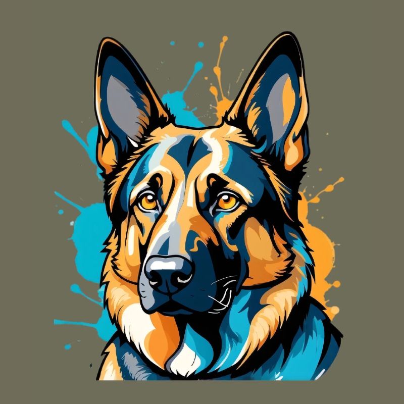 Lebendiger Schäferhund Farbexplosion