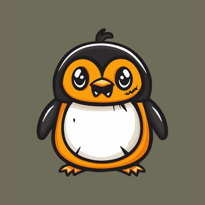 Pinguin Halloween Comic Lustig