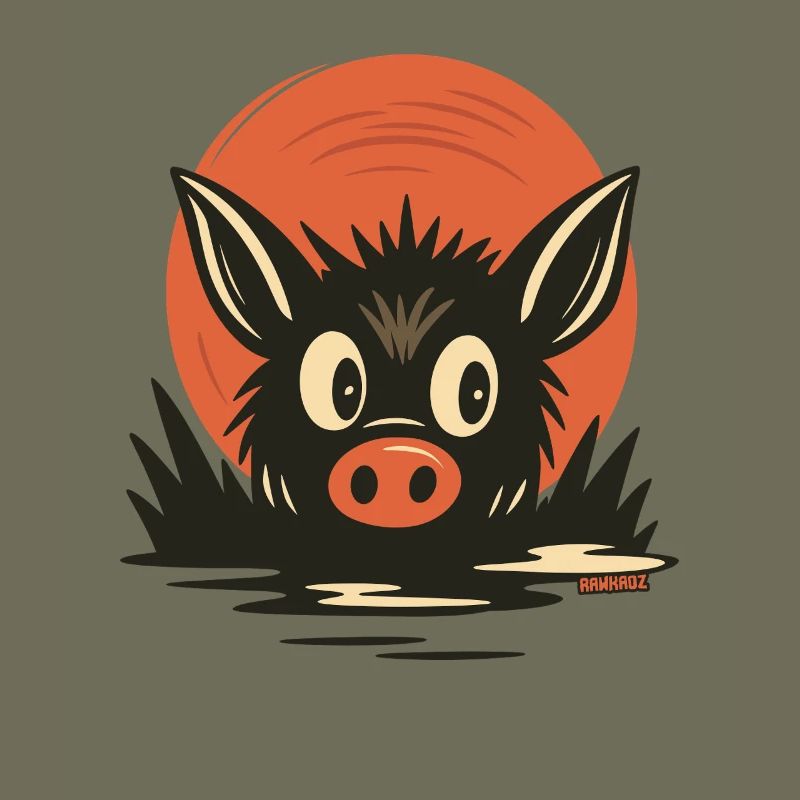 Dessin animé de cochons dans la boue
