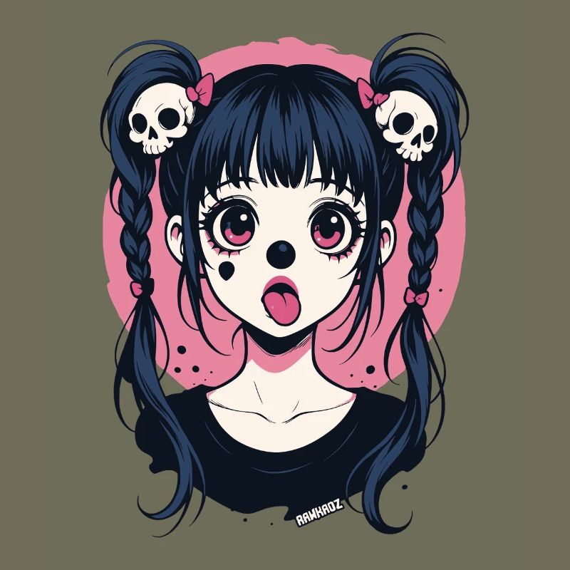 Kawaii Skull Haar Zöpfe Gothic Mädchen