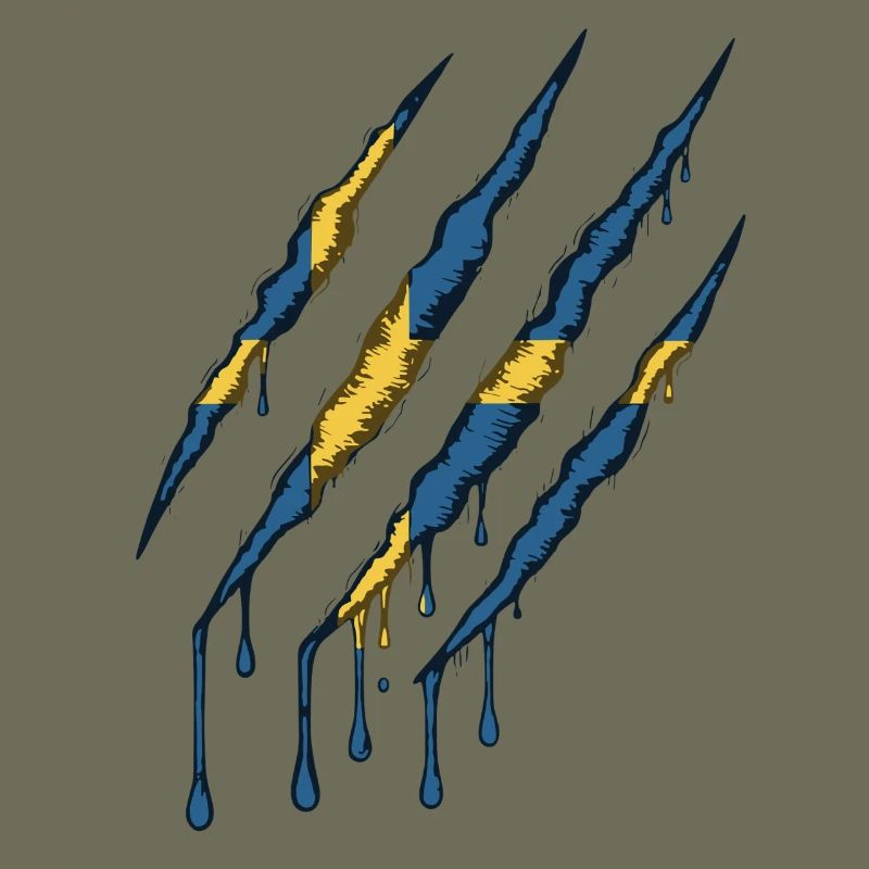 Suède Drapeau Griffe Grunge Sverige Scratch Trace
