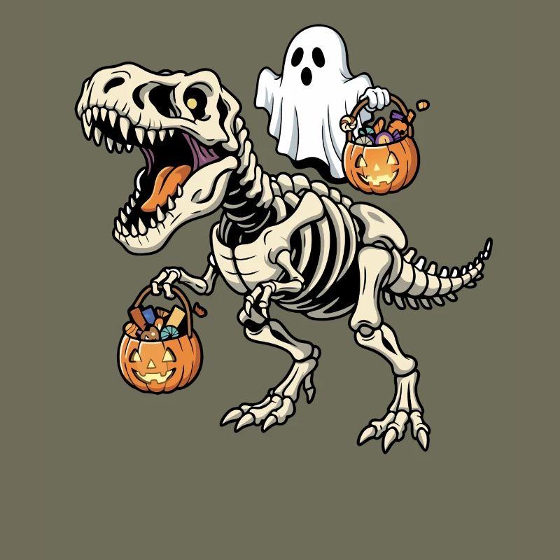 Ghost Riding Skeleton T-Rex Halloween Dinosauri