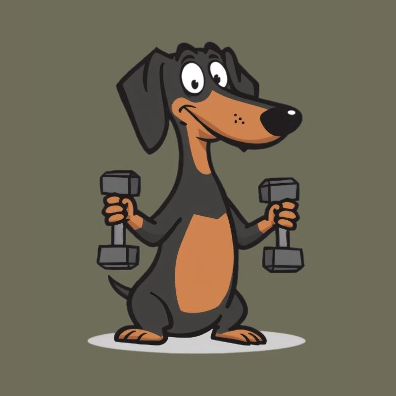 Dackel Krafttraining Cartoon
