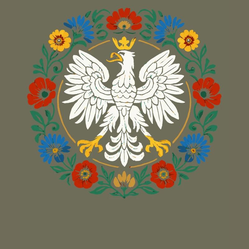 Polnischer Adler Volksemblem mit Blumen