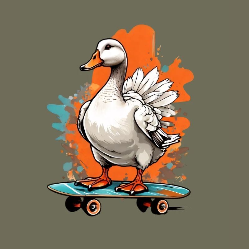 Duck on skateboard