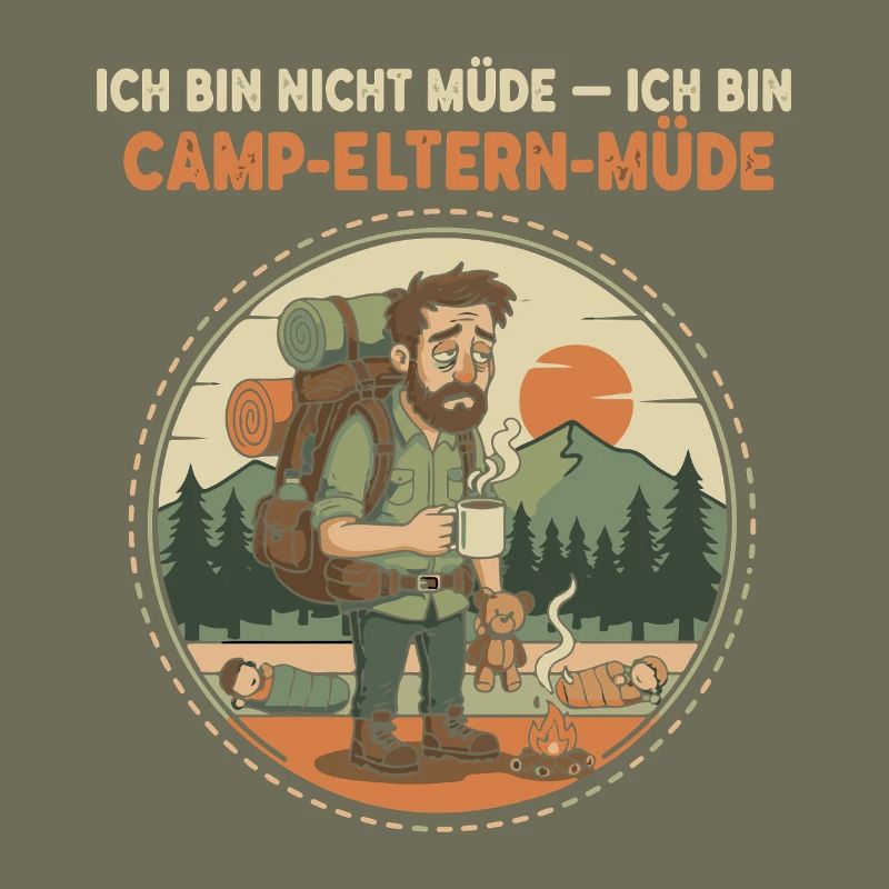 Camp Parents Tired Illustration