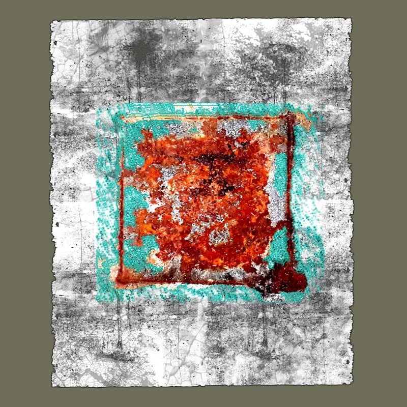 Rust square on grey texture