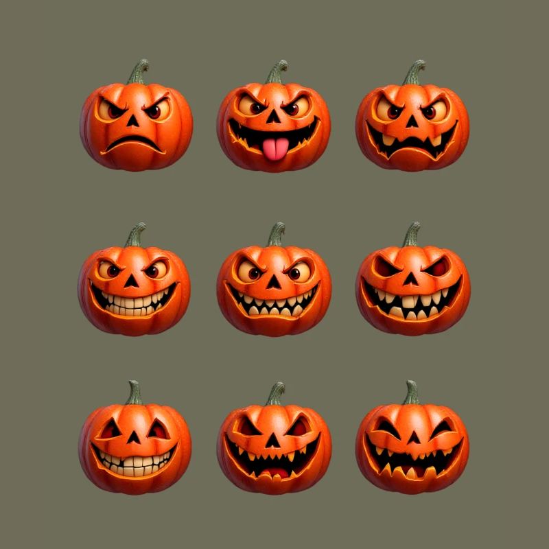 Halloween Pumpkin Faces Pattern