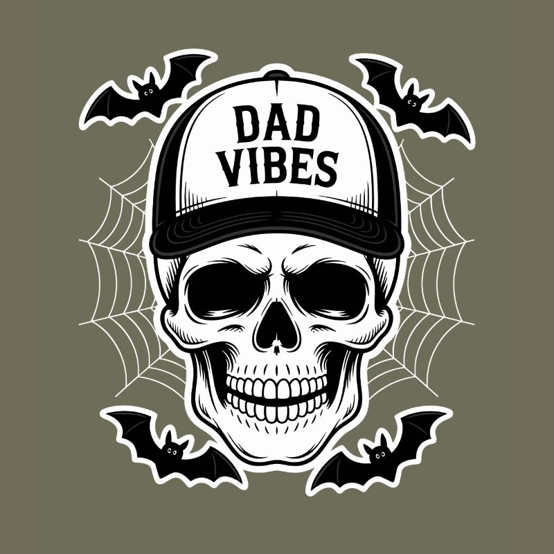 Dad Vibes Skull with Bats