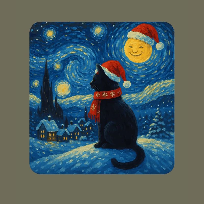 Chat de la nuit étoilée dans la magie de Noël