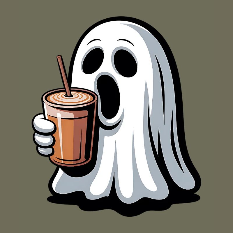 Ghost with pumpkin latte