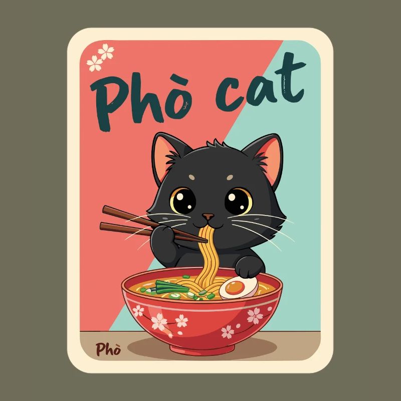 Pho Cat Ramen Katze Illustration
