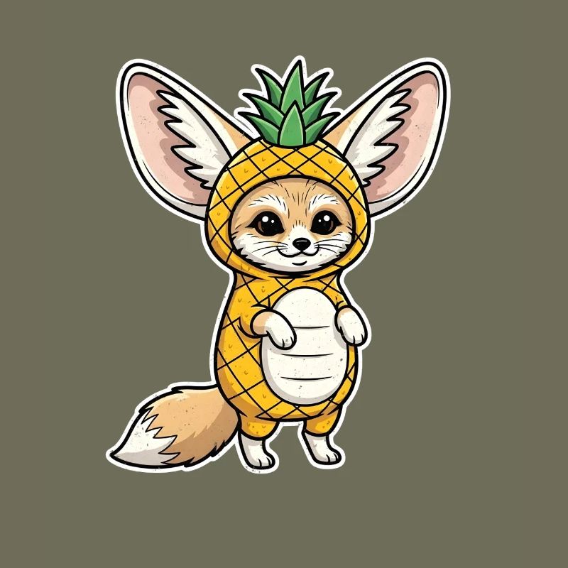 Fennek mit Ananas Comic Shirt Geschenk