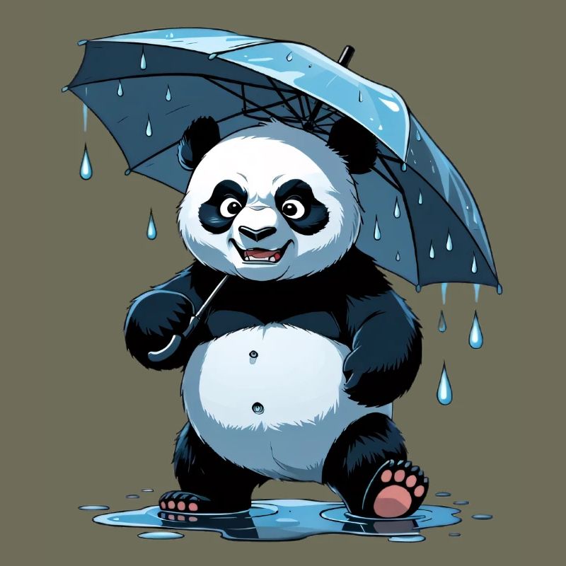 Panda Unter Regenschirm