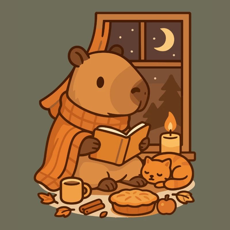 Coin lecture Capybara – Soirée d’automne douillette