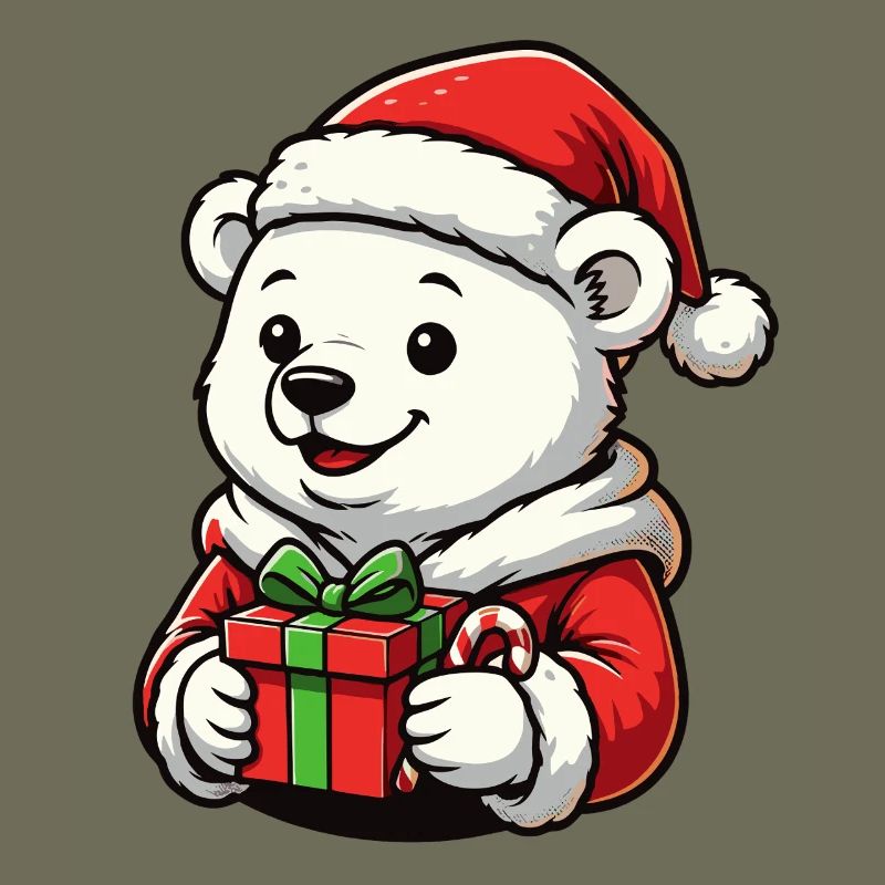 Weihnachts Eisbär mit Geschenk – süßes Xmas Motiv