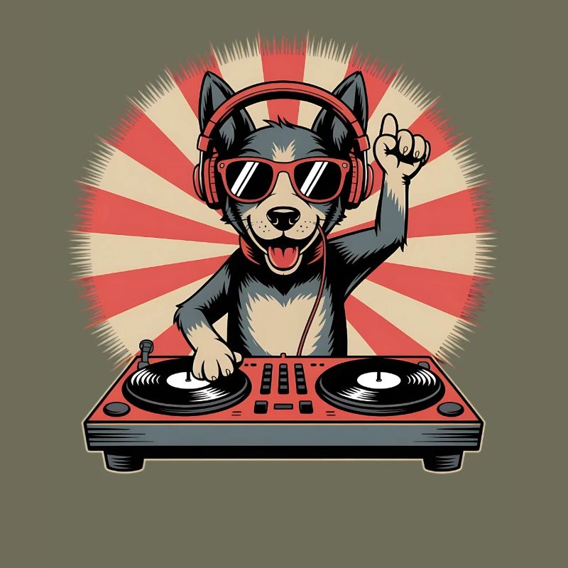 DJ Hund mit Kopfhörern