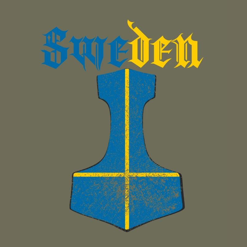 Drapeau de la Suède – Mjölnir Thorhammer Design
