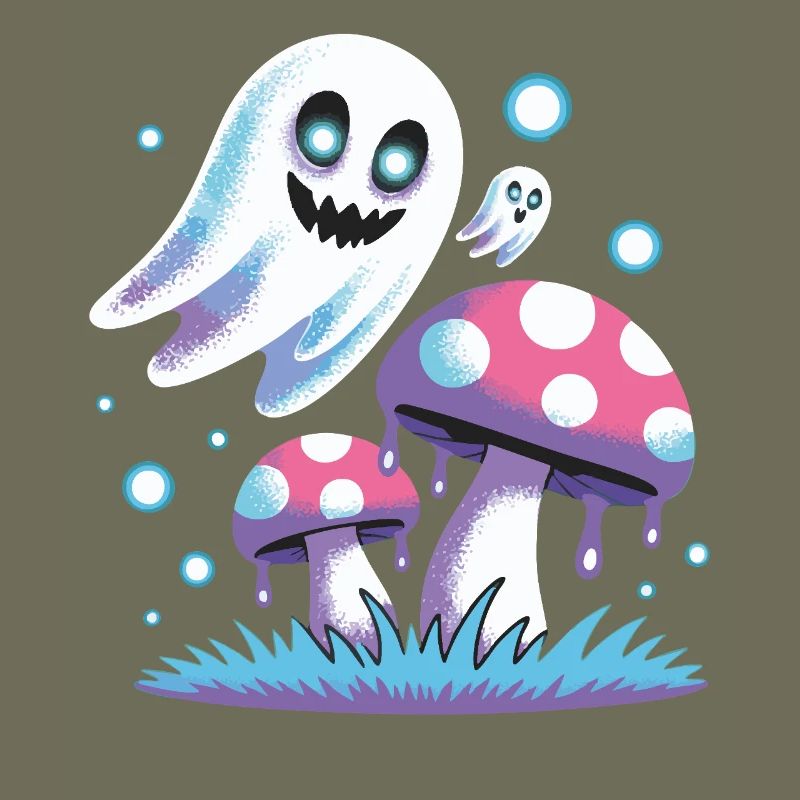 Neon style ghost mushrooms