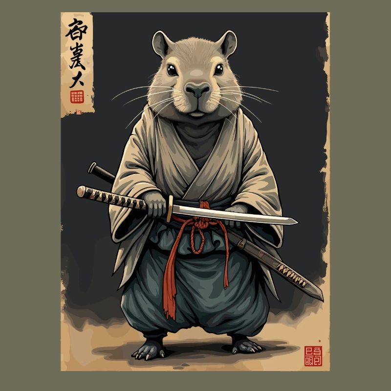 Samouraï Cappibara avec Katana