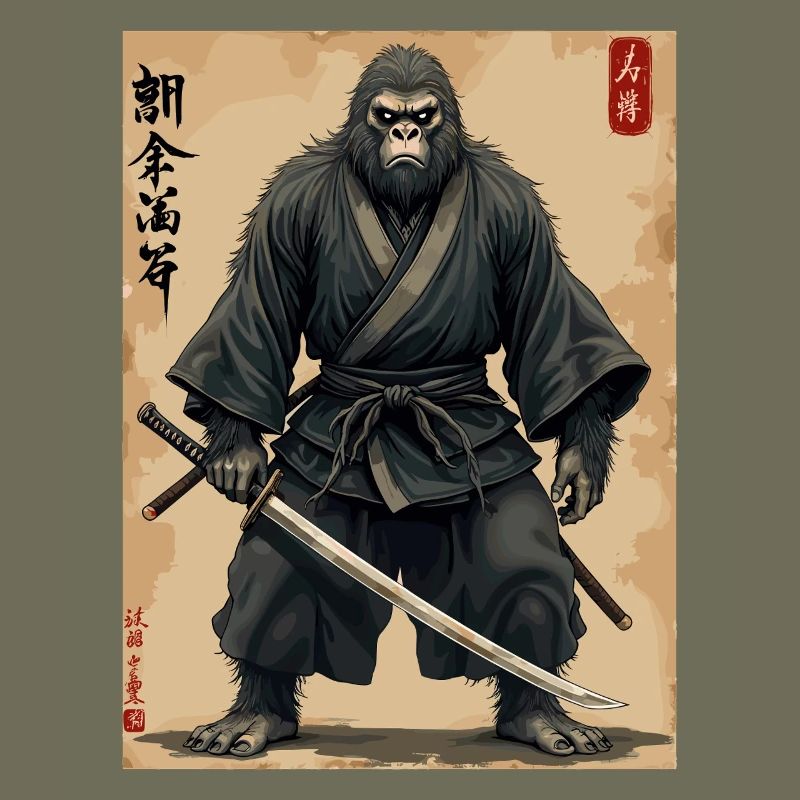Gorilla Samurai mit Katana