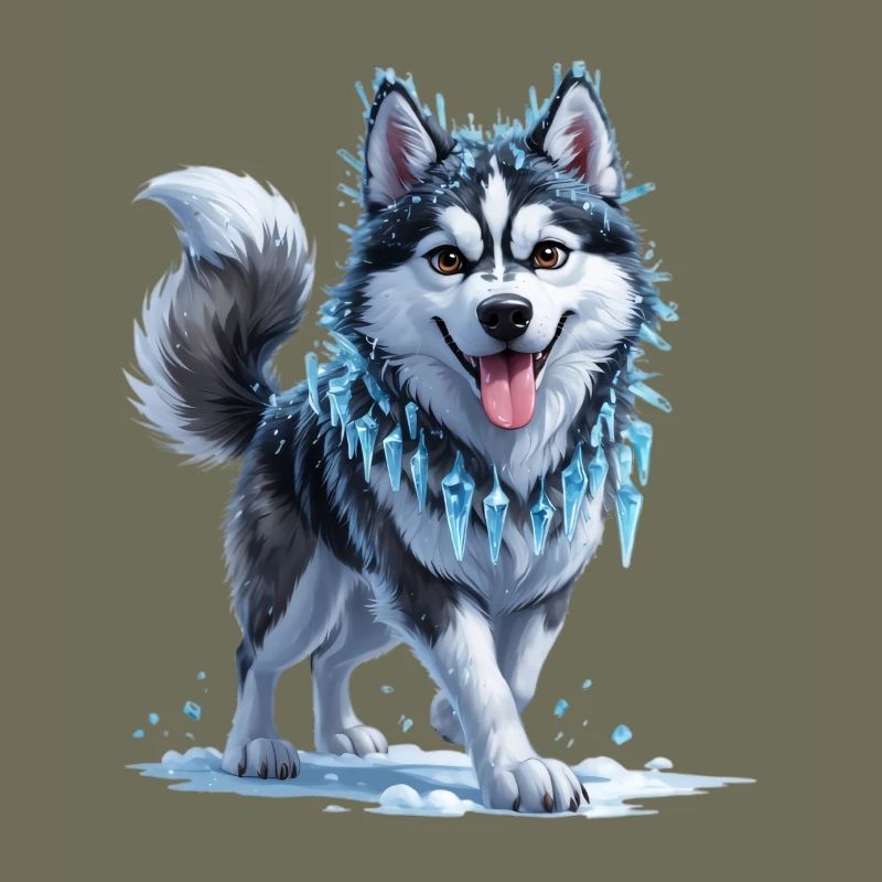 Eis Husky mit Eiskristallkette