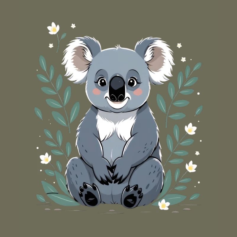 Small koala in a leaf frame