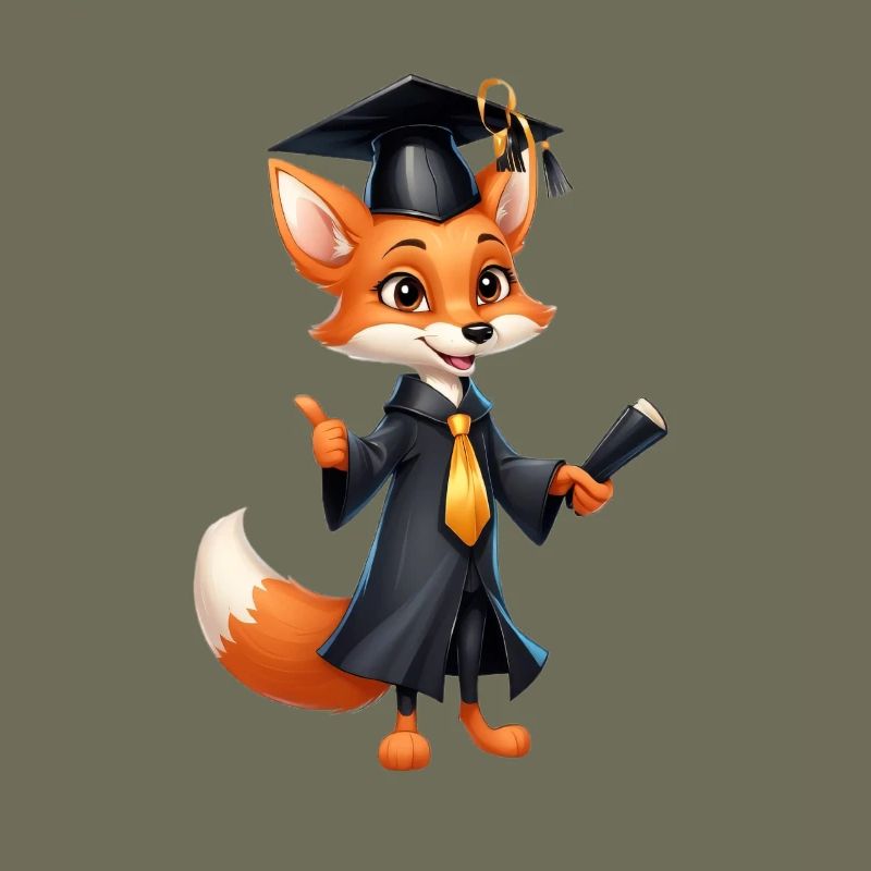 Graduation fox with diploma hat