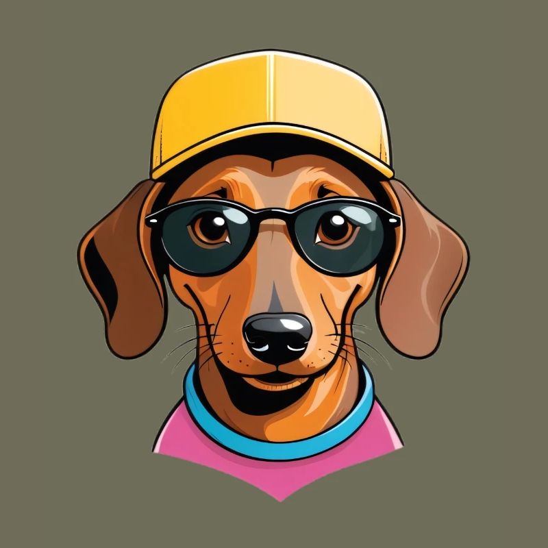 Dackel mit Sonnenbrille Cap Pink