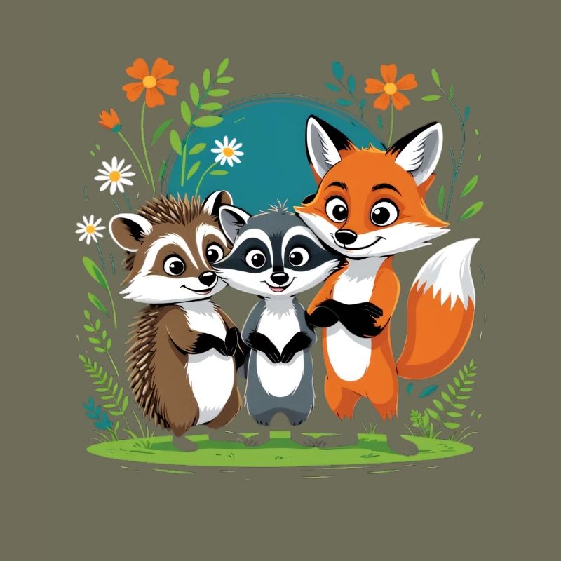 Waldfreunde Trio Fuchs Igel Waschbär