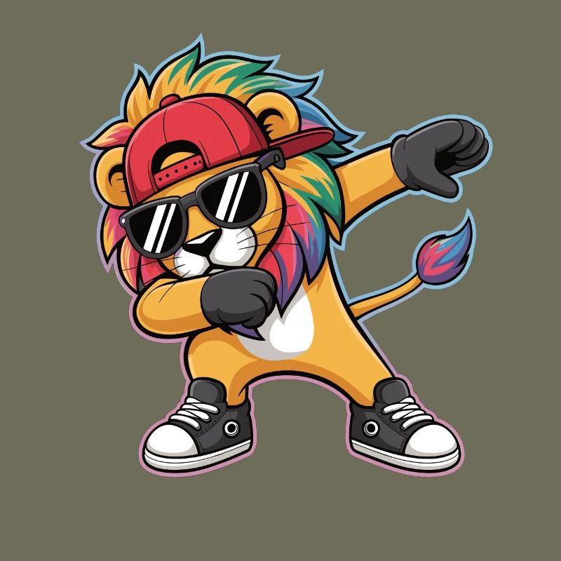 Dabbing Löwe mit Regenbogenmähne